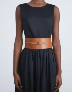 New Lafayette 148 New York Vachetta Leather Obi Belt Black