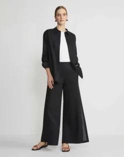 Best Lafayette 148 New York Vintage Linen Boyfriend Oversized Shirt White