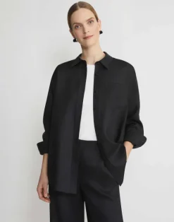 Best Lafayette 148 New York Vintage Linen Boyfriend Oversized Shirt White