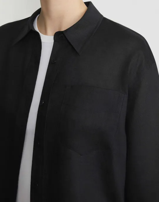 Best Lafayette 148 New York Vintage Linen Boyfriend Oversized Shirt White