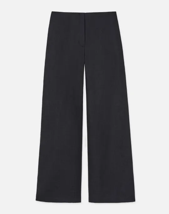 Discount Lafayette 148 New York Vintage Linen Franklin Split Wide Leg Pant White