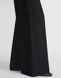 Sale Lafayette 148 New York Viscose-Linen Twill Thames Button Wide Leg Pant Black