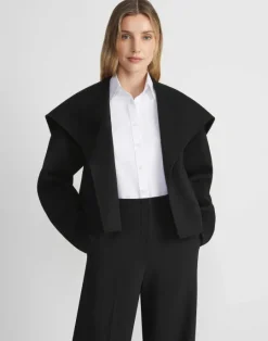 Online Lafayette 148 New York Wool-Cashmere Double Face Shawl Collar Oversized Coat Black