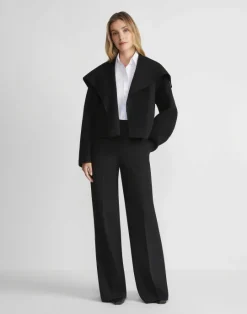 Online Lafayette 148 New York Wool-Cashmere Double Face Shawl Collar Oversized Coat Black