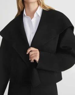 Online Lafayette 148 New York Wool-Cashmere Double Face Shawl Collar Oversized Coat Black