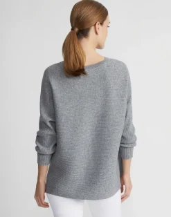 Clearance Lafayette 148 New York Wool-Cashmere Ribbed V-Neck Sweater Dune Melange