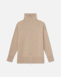 Outlet Lafayette 148 New York Wool-Cashmere Zip Front Cardigan Denim