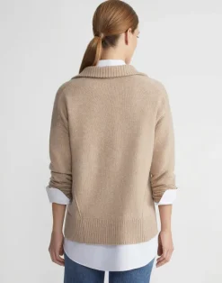 Outlet Lafayette 148 New York Wool-Cashmere Zip Front Cardigan Denim