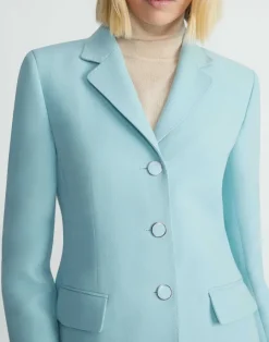 Discount Lafayette 148 New York Wool-Silk Crepe Academy Blazer Sea Grass