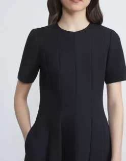 Sale Lafayette 148 New York Wool-Silk Crepe Dress Black