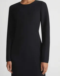Outlet Lafayette 148 New York Wool-Silk Crepe Long Sleeve Sheath Dress Wild Bluet