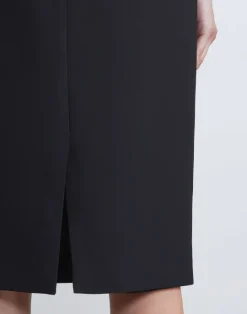 New Lafayette 148 New York Wool-Silk Crepe Pencil Skirt Black