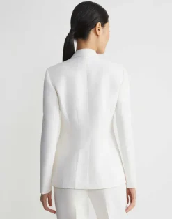 Best Lafayette 148 New York Wool-Silk Crepe Single Button Blazer Cloud