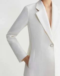 Best Lafayette 148 New York Wool-Silk Crepe Single Button Blazer Cloud