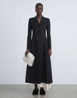 Sale Lafayette 148 New York Wool-Silk Crepe Three-Button Academy Coat Black