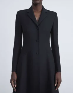 Sale Lafayette 148 New York Wool-Silk Crepe Three-Button Academy Coat Black