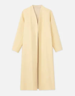 Outlet Lafayette 148 New York Wool-Silk Double Face Reversible Open Front Coat Custard/Soy