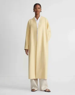 Outlet Lafayette 148 New York Wool-Silk Double Face Reversible Open Front Coat Custard/Soy