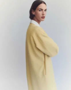 Outlet Lafayette 148 New York Wool-Silk Double Face Reversible Open Front Coat Custard/Soy
